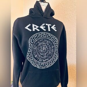 Strangel | Crete Greek| High Quality Black Graphic Hoodie with Greek Design Med